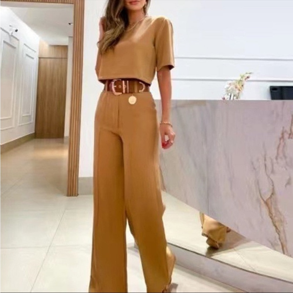 Lady Outfits Work Office Clothes Suit Solid Color Commute 2 Piece